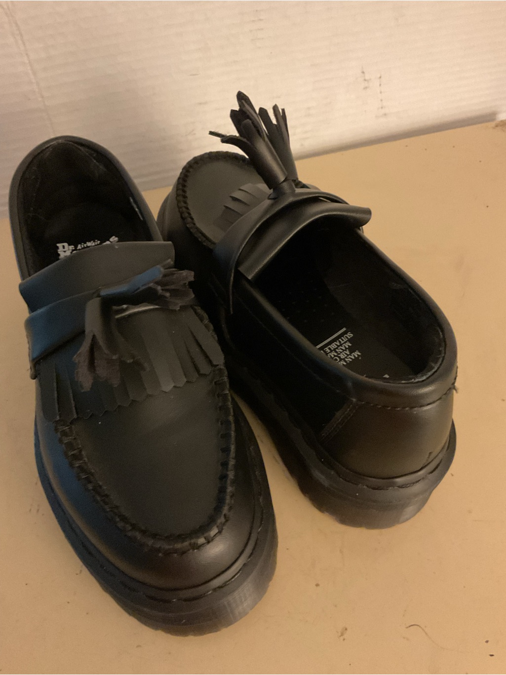 Dr. Martens Women Black Leather Platform Adrian Loafers Shoes Us 6